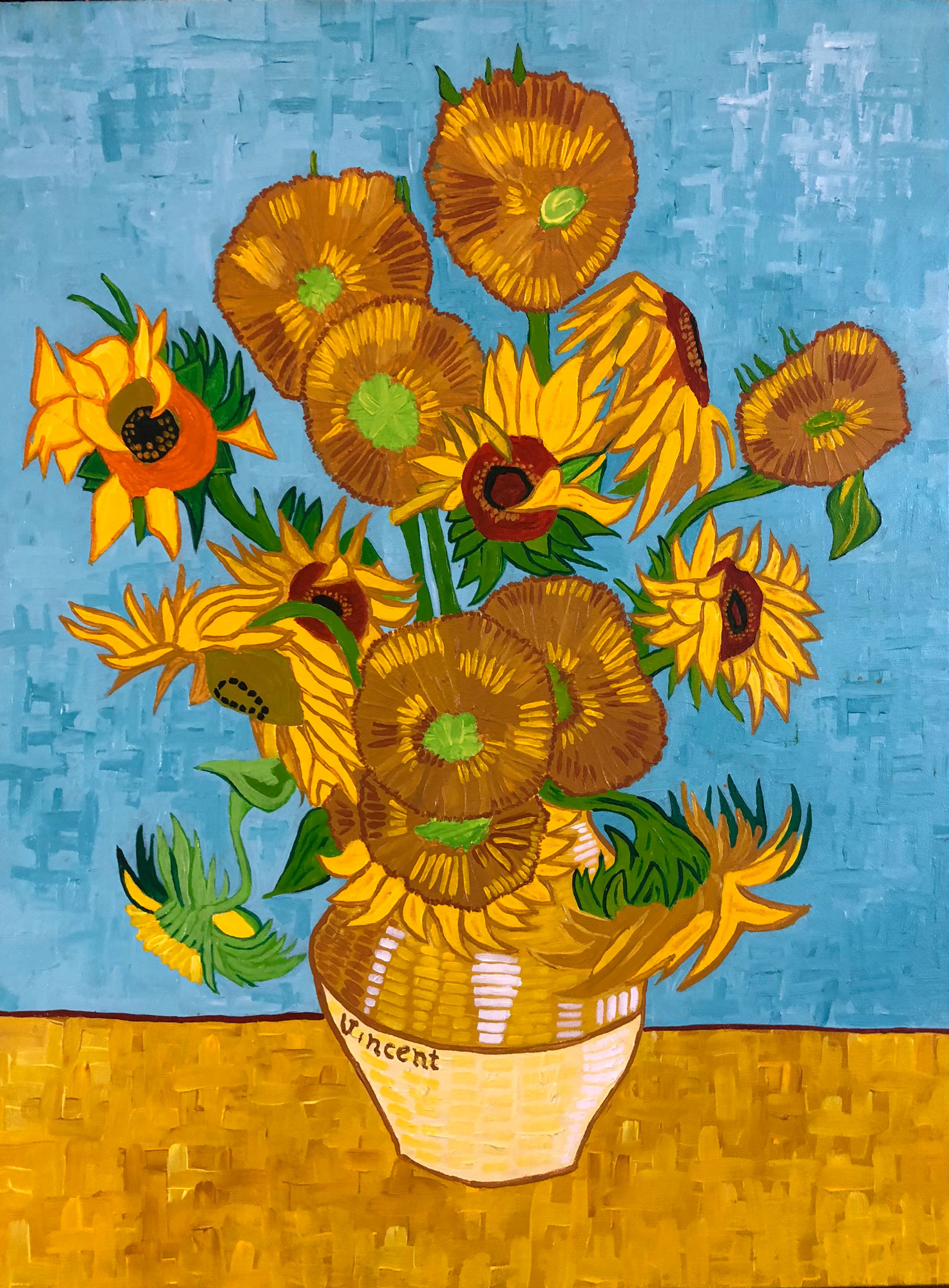 Sunflowers By Vincent Van Gogh Acrylic On Canvas 18×24 Inch Footwa